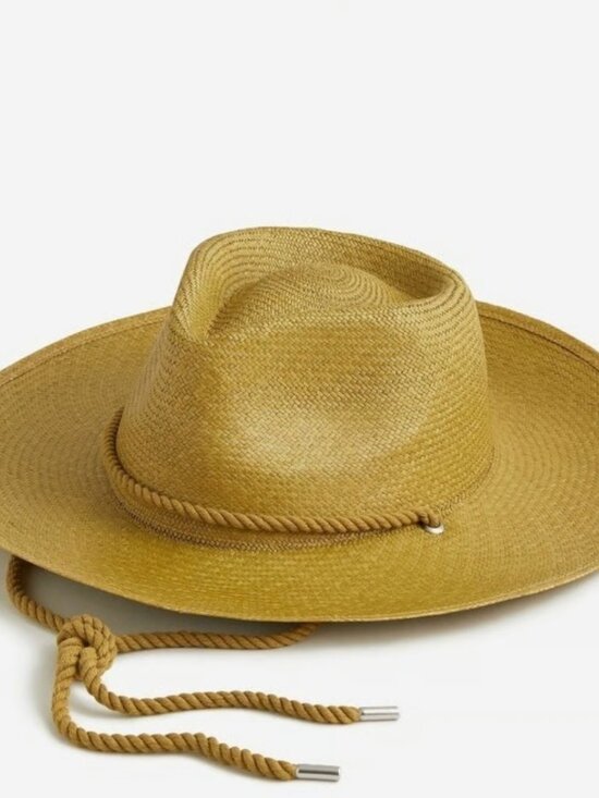 NWT J.CREW Wide Brim Panama Hat with cord Size Medium/Large - Mossy Grove main image 9